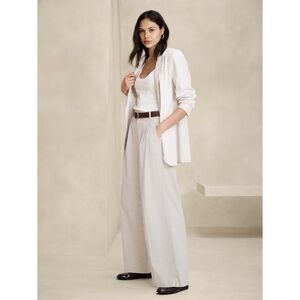 Banana Republic NEW Linen-Blend Wide Leg Pleated Trouser in Flax Size 12